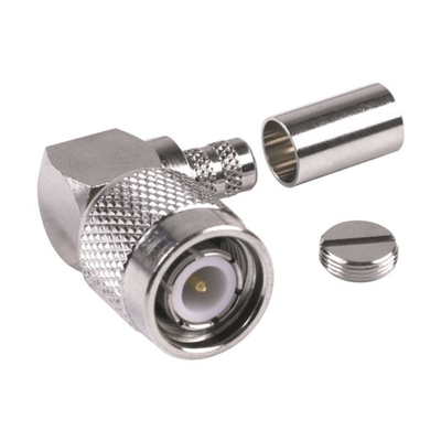 [RFT-1218-X] Conector TNC Macho en Ángulo Recto para Cable RG-8/X, LMR-240, Níquel/ Oro/ Teflón.â€‹