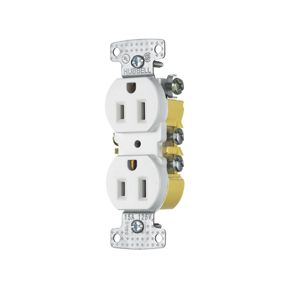 [HUB-RR15W] Contacto Duplex 15A 125V/ 2 Polos 3 Hilos/ Nema 5-15R/ Color Blanco.