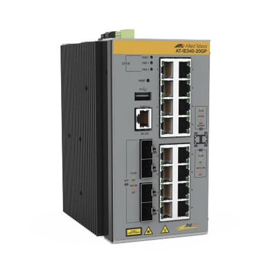 [AT-IE340-20GP-980] Switch Industrial Capa 3, 16x 10/100/1000T PoE+, 4x 100/1000X SFP (TAA compliant)