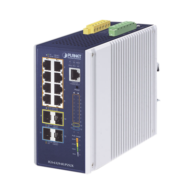 [IGS-6329-8UP2S2X] Switch Industrial Administrable Capa 3, Con 8 Puertos PoE Gigabit 802.3bt, 2 Puertos SFP de 1 G / 2.5 G, 2 Puertos SFP 10 G