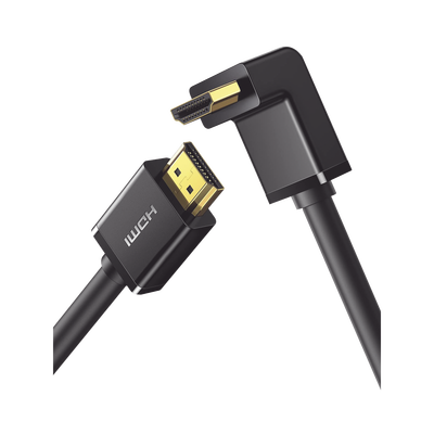 [10173] Cable HDMI 2.0  en Angulo de 90°  / 2 m / 4K@60Hz / HDR / 3D / HEC (Canal Ethernet HDMI) / ARC (Canal de Retorno de Audio / CEC / 32 canales de Audio / HDCP 2.2 / Dolby Atmos / 18 Gbps / Blindaje Múltiple