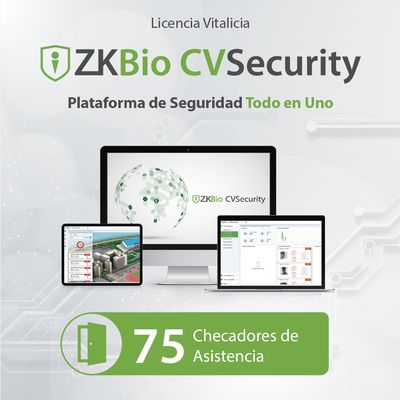 [ZKCVTAP75] Licencia para ZKBio CVsecurity permite gestionar hasta 75 dispositivos para tiempo y asistencia