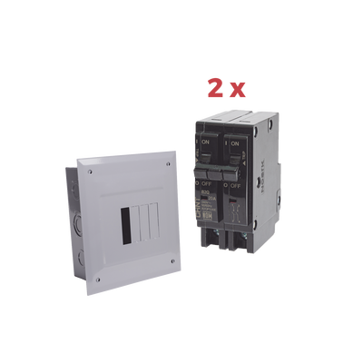 [KITC2Q420E] Kit Centro de Carga 4P para empotrar con 2 Interruptores Térmicos de 2 Polos, 20Amp 120/240Vca 10kA.