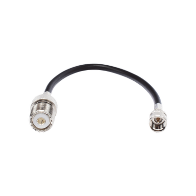 [SKN-9557] Jumper Adaptador de Conector Mini UHF Macho a UHF Hembra (SO-239), Níquel/ Oro y Plata/ Delrin.