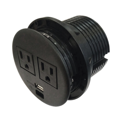 [TH-CDE-USB-N] Multicontactos Empotrable Doble/ USB A & C, Color Negro, No Incluye Cable de Poder (11000-83604)