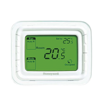 [T6861H2WG] Termostato No Programable, Horizontal 2 o 4 TUBOS, 220 VAC, Pantalla Verde