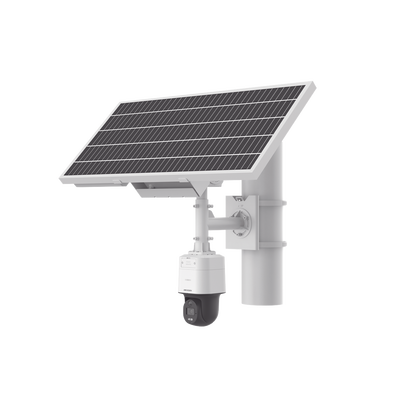 [DS-2XS3Q47G1-LDH/4G/C18S40] Kit Solar IP All in One / Cámara PT ColorVu 4 Megapixel / Lente 4 mm / Panel Solar / Batería de Respaldo de Litio 23.2Ah (Hasta 24 Días) / Conexión 4G / Accesorios de Instalación