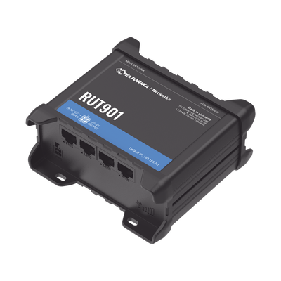 [RUT901] Router Industrial LTE 4G / 150 Mbps Cat 4 / 4 Puertos Ethernet / WiFi 2.4 GHz / Doble SIM / Montaje DIN / -40°C a 75°C