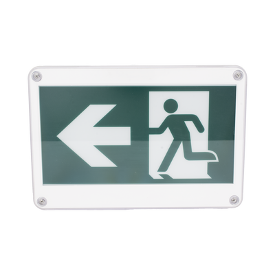 [SF-WSC] Letrero EXTERIOR de Señalización salida "Hombre Corriendo"/ Alto brillo / Uso en pared, lateral o techo / Batería de Respaldo Incluida con hasta 120 minutos de duración