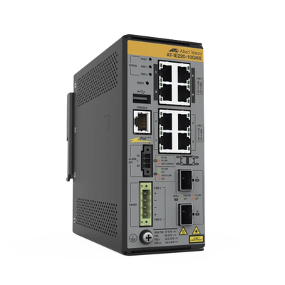[AT-IE220-10GHX-980] 8x 10/100/1000T, 2x 1G/10G SFP+, Industrial Ethernet, Layer 2+ Switch, PoE++ (TAA)
