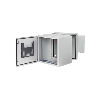 [PTHS242430G4A] Gabinete Industrial ProTek de 12 UR Puerta Sólida de 612 x 600 x 789 mm Con Aire Acondicionado de 2000 BTU, Protección NEMA Tipo 4/12; IP66; IK10, Abatible, Fabricado en Acero, Color Gris Claro