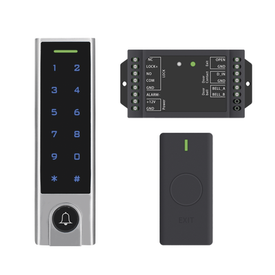[ACCESSK8] Mini Controlador de Acceso con Teclado Inalámbrico / Cuenta con Botón de Salida Inalámbrico / Soporta Tarjeta y Contraseña / Cuenta con Botón de Timbre
