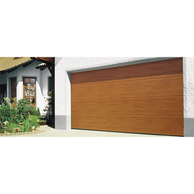 [GARAGE-187-W] Puerta de Garage D/ Alta calidad / 18x7 pies / AISLADA / Estilo Americana / Imitacion Madera / Golden Oak / Linea Central .