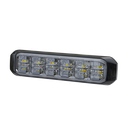 Luz Auxiliar de 18 LED, SAE, Tricolor, Bisel Negro, Rojo/Blanco/Azul, Lente Transparente