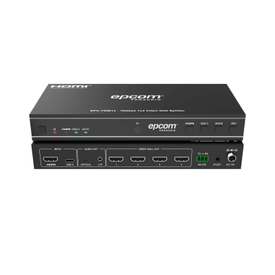 [EPC-TWB14] Videowall 4K 1x4 | HDMI & USB-C | 8 Modos de Visualización | Audio Óptico/Analógico | Control RS-232/IR | Plug & Play