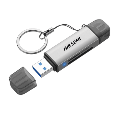 [HS-HUB-CR01] Lector de Tarjetas 2 en 1 / Conector Dual USB-A  y USB-C / Soporta SD y Micro SD