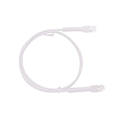 [LP-PSLIM-A030WH] Mini Patch Cord Cat6A Ultra Slim 30 cm (11.81 Pulgadas) Blanco ? Ahorra Espacio sin Organizadores, con Bota Flexible