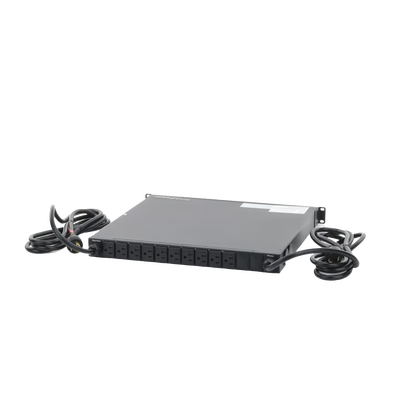 [NPATS11002] PDU Monitoreable de Transferencia Automática ATS (Fuente Redundante), Con 10 Salidas 5-15R,   Enchufes de Entrada L5-20P, Instalación Horizontal de 19in, 1UR, 20 Amp, 120 Vca