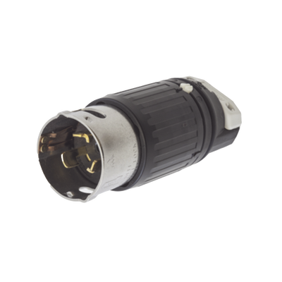 [HUB-CS8-365C] Enchufe Macho con Bloqueo de Media Vuelta Trifásico / 50 A 250 VCA 3 Fases / 3 Polos 4 Hilos / Grado Industrial / Color Negro y Blanco.