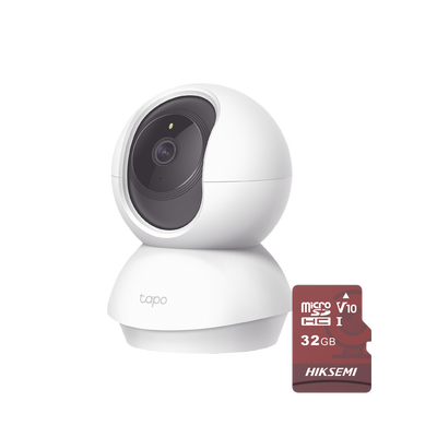 [TAPOC200/HS32] Kit de Cámara IP Wi-Fi / Incluye 1 Pieza Modelo TAPOC200 / 2 Megapixel /  Utiliza La App Tapo / 1 Memoria Micro SD  Hiksemi Modelo  HS-TF-E1/32G
