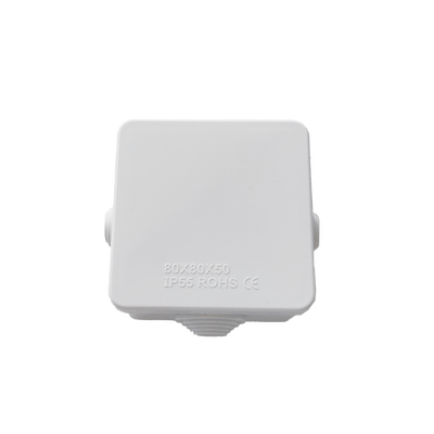 [LP-WBX-80] Caja de Conexiones Impermeable IP55 con 4 Entradas, 80 x 80 x 50 mm, para Instalaciones Industriales, Comerciales y Residenciales, Incluye Tornillería para su Instalación