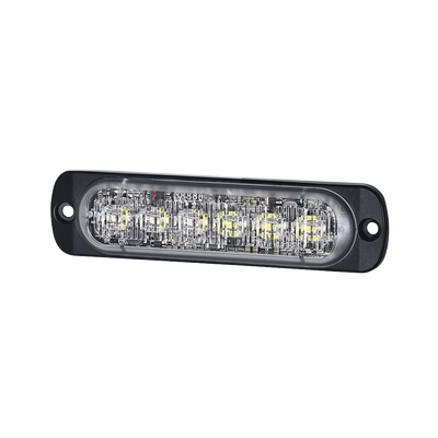 [SP12RW] Luz Auxiliar de 12 LED, Rojo/Claro, SAE, Bisel Negro, Lente Transparente