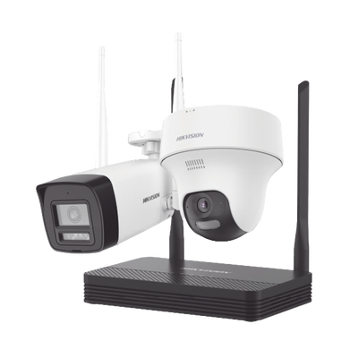 [NKS424W02H] Kit IP Inalámbrico 4 Megapixel / NVS 4 Canales / 1 Cámara Bala Exterior + 1 Cámara Turret Interior con Lente 2.8 mm y Dual Light / Audio Bidireccional (Micrófono y Bocina) / Soporta Micro SD de 512 GB