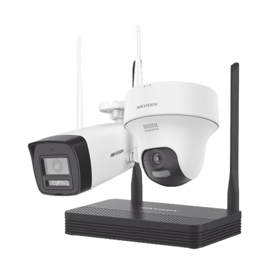 [NKS422W02H] Kit IP Inalámbrico 2 Megapíxel / NVS 4 Canales / 1 Cámara Bala Exterior + 1 Cámara Turret Interior con Lente 2.8 mm y Dual Light / Audio Bidireccional (Micrófono y Bocina) / Soporta Micro SD de 512 GB