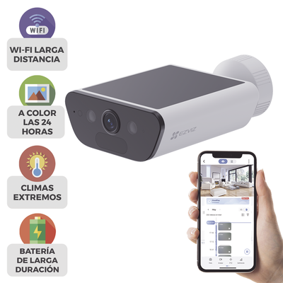[CS-CB5/4K] Camara de Bateria con Panel Solar Integrado / 4K Resolucion / WI-FI 6 / Vision Nocturna / Detección Humana y de Vehiculos / Batería de 10400 MAH / IP65