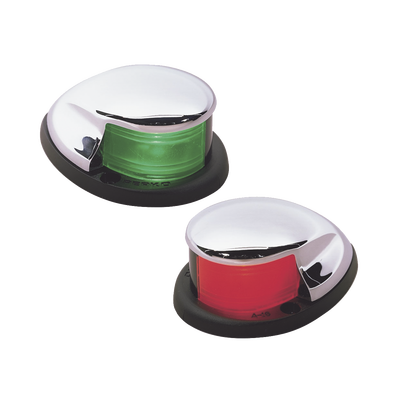 [0228-DP0-CHR] Set de Luces Laterales de Montaje Horizontal con Carcasa Cromada para Embarcaciones a Motor de Menos de 20 Metros