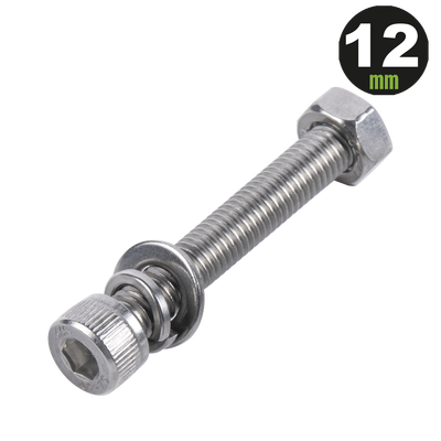 [950-5080-124] 1 Tornillo Allen Milimétrico de Acero Inoxidable  M8-1.25 x 12/ Con 1 Tuerca, 1 Arandela de Presión y 1 Plana / Para Montajes de Módulos Foto Voltaicos .