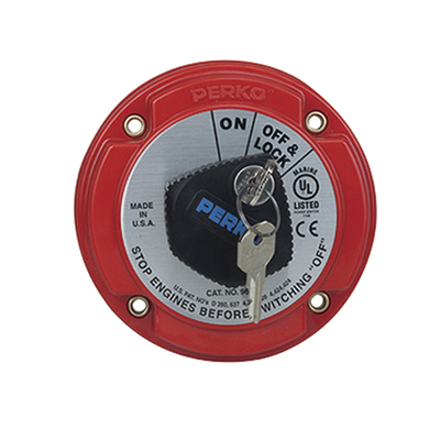 Interruptor Desconexión Batería Marina 9602, 250A Continuos, 360A Intermitentes, 6-32 VDC, Montaje Superficie, Terminales 5/16", Opciones Bloqueo Llave y Desconexión Campo Alternador