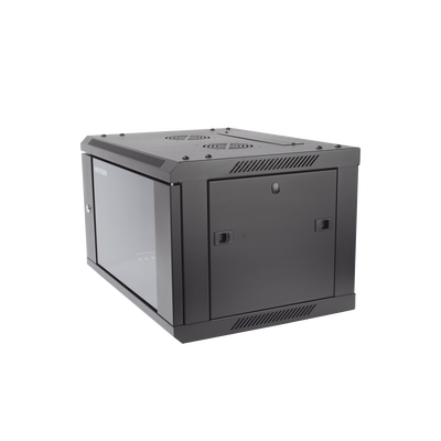 [DS-XS6406-S/B] Gabinete para Montaje en Pared - Piso / Puerta de Cristal Templado / Cuerpo Fijo / 6 Unidades de Rack / 19" / Fabricado en Acero