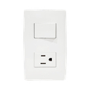 Apagador Escalera y Contacto de 127 V~60 Hz 10/15 A.