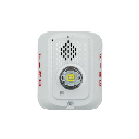 Sirena con Lámpara LED Estroboscópica / a 2 Hilos / Montaje en Pared / 24 Vcd / Configuración Estroboscópica Seleccionable / Texto en Inglés / Color Blanca