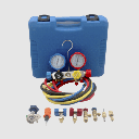 Juego de manómetros para aire acondicionado, herramienta de carga de refrigerante, doble válvula con adaptadores de acoplamiento rápido, manguera de 1.5 metros para refrigerantes : R410A, R32, R134A, R22
