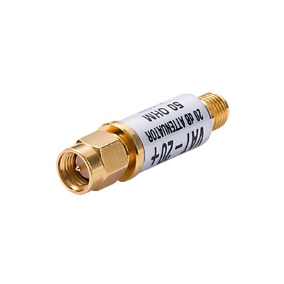[VAT-20] Atenuador en Línea de 20 dB, 0.5 Watt, Conectores SMA Macho-Hembra, CD-6 GHz.