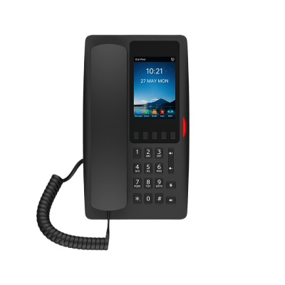 Teléfono IP Hotelero Wi-Fi 6 / Pantalla IPS 3.5" 320x480 / 2 Líneas SIP / 5 Teclas Programables / Puerto USB-A / PoE 802.3af / Audio HD / Diseño Negro