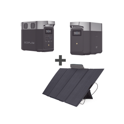 [DLT2KIT-BP] Kit de Estación de Energía Portátil 1024Wh + Batería Externa 1024Wh + Panel Solar Flexible 400W (2024Wh Totales)