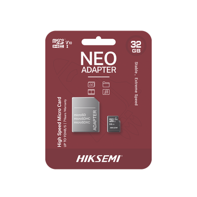 [HS-TF-C1/32G/NEO/A] Memoria microSD con Adaptador Ideal para Celular o Tablet / 32 GB / Multipropósito / Clase 10 / 92 MB/s Lectura / 50 MB/s Escritura