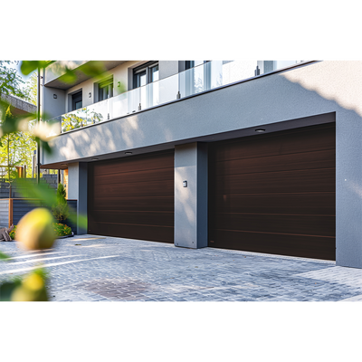 [GARAGE-187B] Puerta de Garage D / Alta calidad / 18x7 pies / 1 3/4" Aislante Termico / Estilo Americana / Imitacion Madera / BLACK WALNUT .