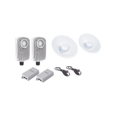 Kit de 2 radios C6X con 2 antenas de (20 dBi), rango de frecuencia extendida (5.1 a 6.4 GHz),  incluye inyector POE, cable de alimentación y 2 FLEXIMOUNT-XL para alineación