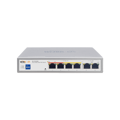 [WI-PCES206] Switch PoE / Administración en la nube / Con 4 puertos 10/100 Mbsp PoE af/at / 2 Puertos Uplink 10/100 MBPS /  Presupuesto 60 W / PoE hasta 250 metros / Soporta protocolo ONVIF