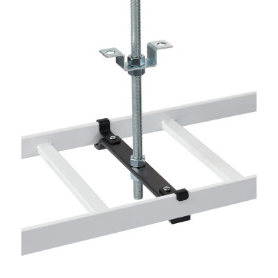 [LCSK12] Kit de Soporte Central para escalerilla con Ajuste 12.00 pulgadas de Acero Color Negro / Incluye Varilla Roscada y Brackets / Para instalacion a Techo