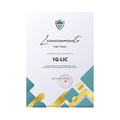 [RG-WALL1600-Z5100-S-1G-LIC] Licencia Perpetua para aumentar en 1Gb el análisis de trafico, Firewall modelo Z5100 series