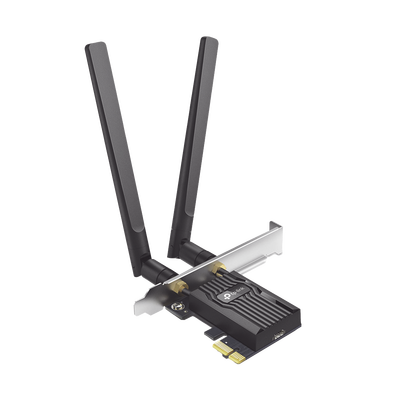 [ARCHER-TX55E] Adaptador PCIe inalámbrico doble banda AX3000 Mbps / Seguridad Inalámbrica WPA3 /Antena de alta ganancia / Tecnología MU-MUMO 2X2 / Soporte de perfil bajo y Altura completa / Bluetooth 5.2