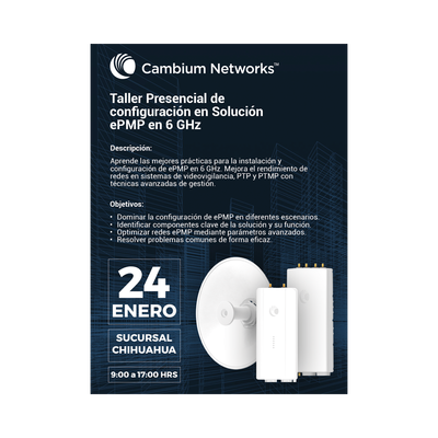 [EXPERTCMBNEPMP6GHZ] Curso Presencial de configuración en Solución ePMP en 6 GHz