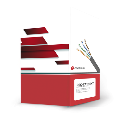 [PSC-CAT5EXT] Bobina de Cable de UTP de 4 Pares Cat5e de 305 Metros (1000 Pies), 100% Cobre, LDPE Resistente a Rayos UV, Color Negro, 24 AWG, Uso en Exterior, Para Aplicaciones de Voz, Datos y Video