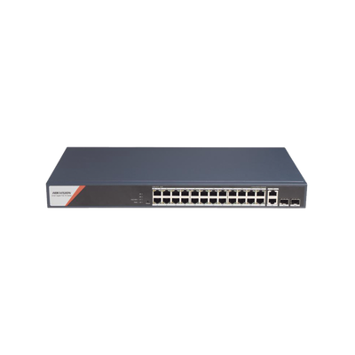 [DS-3E1528HP-SI-24P2T2F] Switch Gigabit PoE+ / Administrable / 24 Puertos 1000 Mbps PoE+ (4 Puertos PoE++ 90 W) / 2 Puertos 1000 Mbps de Uplink / 2 Puertos SFP / Configuración Nube Hik-PartnerPro / Modo Extendido hasta 300 Metros / 370 W