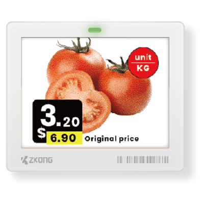 [ZKC42B] Etiqueta Electrónica de Estante ESL 4.2 Pulgadas / Pantalla EPD Matriz de Puntos 400x300 píxeles / 4 Colores (Negro, Blanco, Rojo, Amarillo) / BLE 5.1 con Encriptación AES-128 / Batería 5 Años / NFC Opcional / Cloud Mana